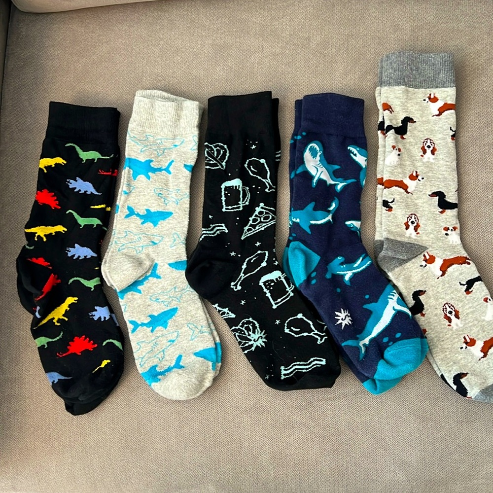 5 pairs Whimsical Boy / Young men Patterned Socks